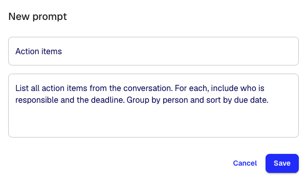 The New prompt dialog with Title and prompt body filled in